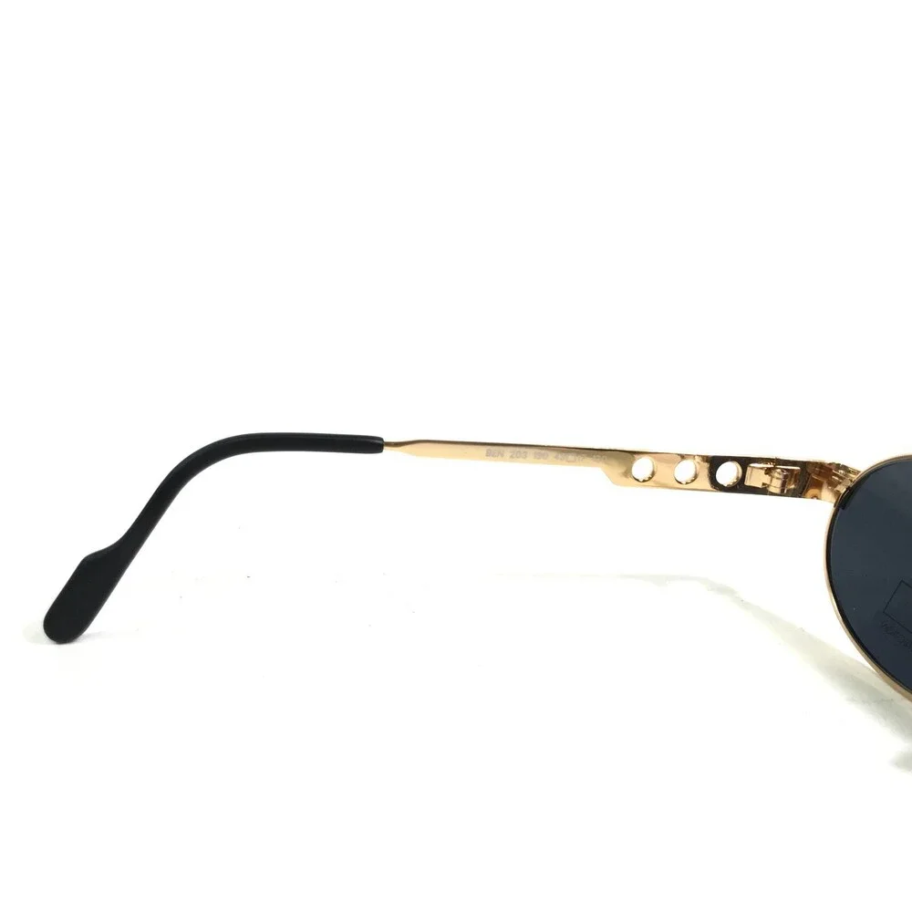 United Colors of Benetton Sunglasses BEN 203 190 Black Gold Round w/ Blue Lenses